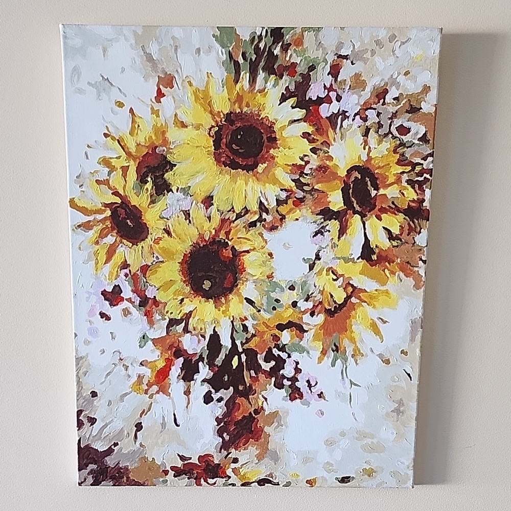 Sunflower Canvas Art - Yellow and Brown